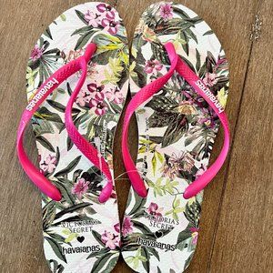 Havaianas Women's Slim Floral Print Flip Flop Sandal Size 7/8